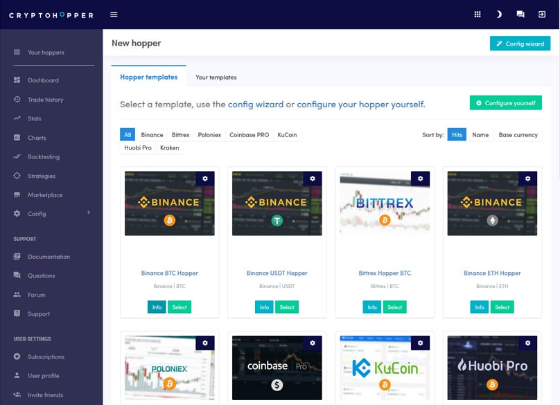 Crytpohopper Dashboard