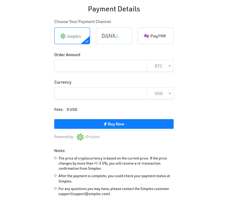 Purchase crypto with credit card